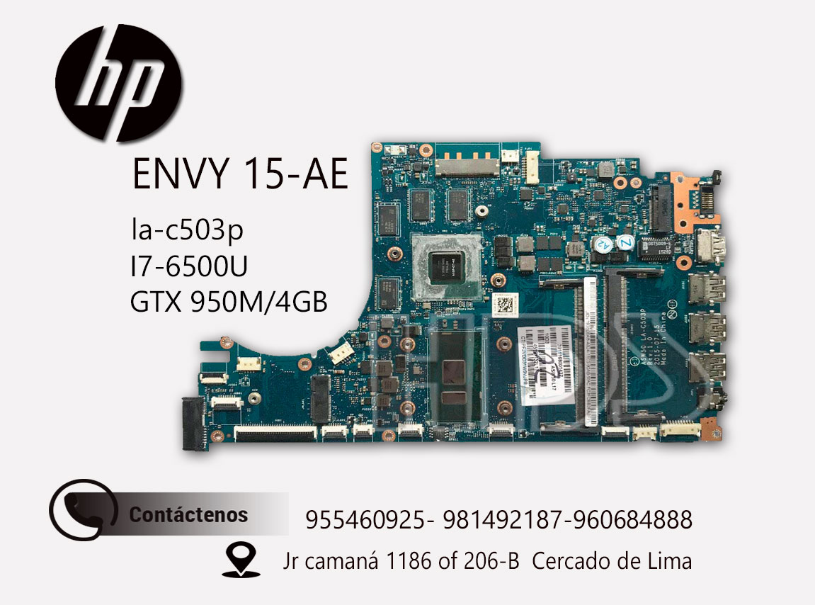 PLACA MADRE HP Envy notebook 15-AE 15T-AE I7-6THA  GTX950M/4GB